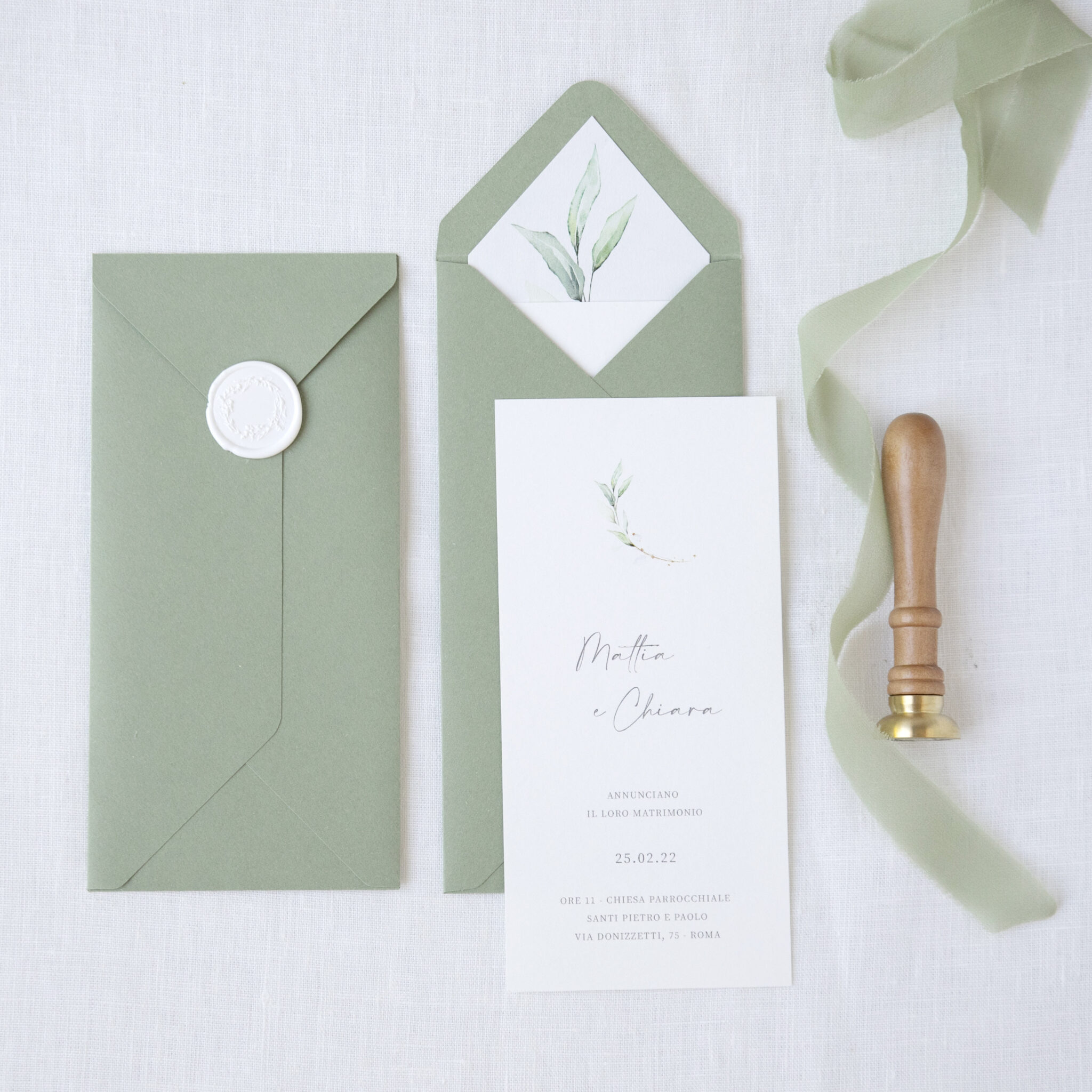 Partecipazione water color green - Deco Wedding - Matrimoni, Battesimi,  Eventi